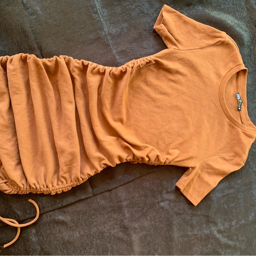 Zara Rust Ribbed Knit Top